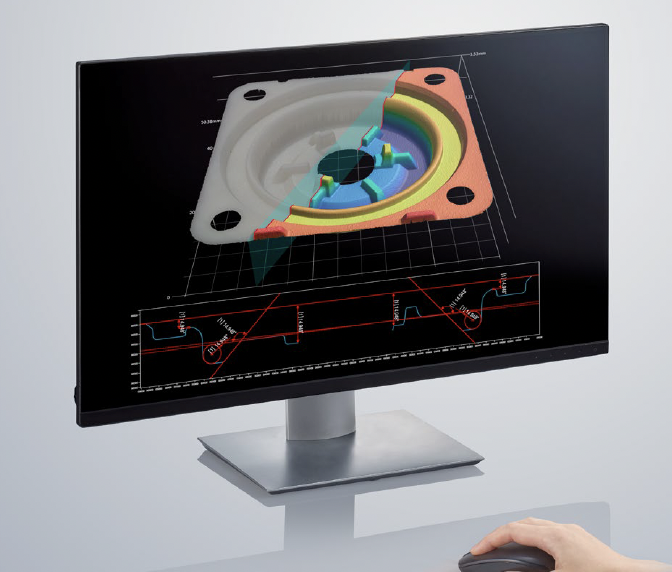computer screen showing the cross section of a material